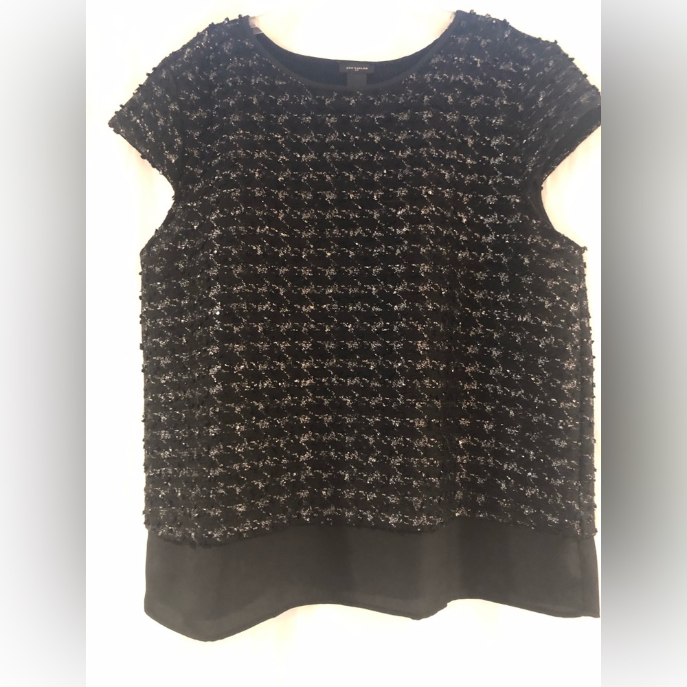Ann Taylor black with silver blouse, Size XL